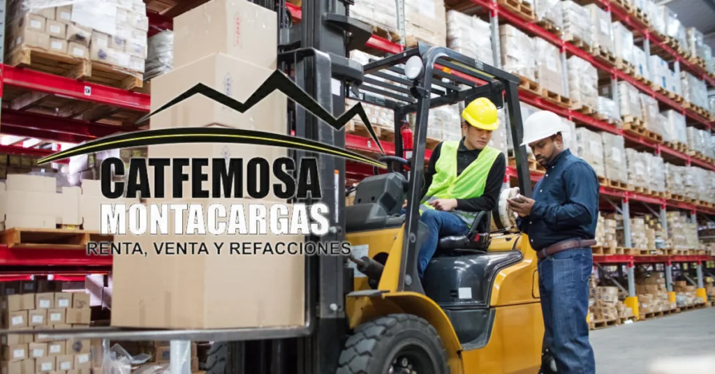 Gráfico promocional de Catfemosa sobre renta, venta y refacciones de montacargas